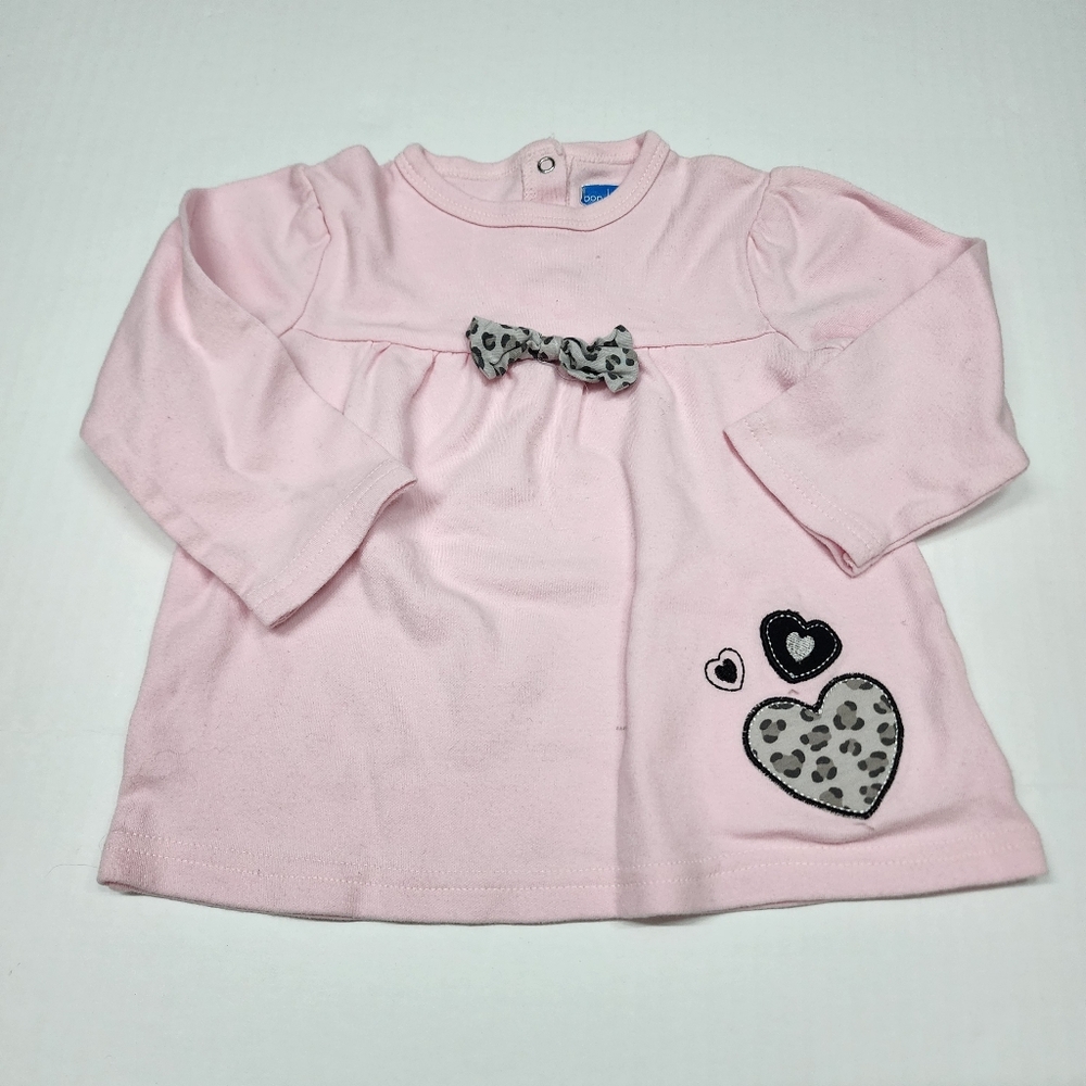 Bon Bebe dress size 18m pink 90s style Leopard Animal Print Heart and bow